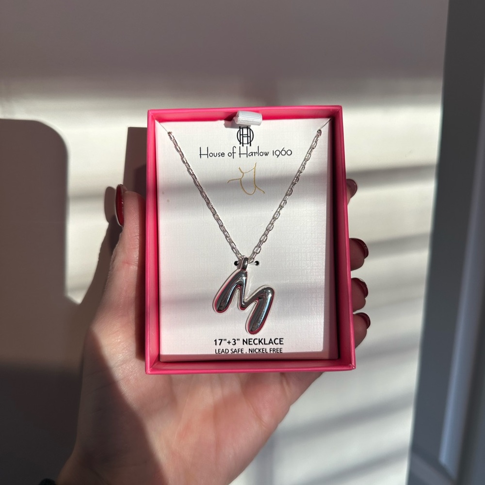 House of Harlow 1960 Silver Initial Necklace